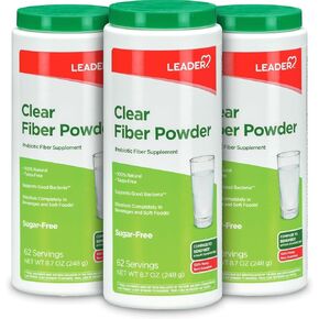 Leader Prebiotic Fiber Supplement Powder for Digestive Health, 100% Natural Daily Fiber Powder, Sugar-Free, Taste-Free, Gluten Free, Non-GMO, Unflavored, 62 Servings (8.7 OZ) in Kuwait