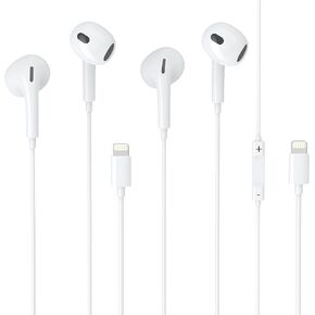 2Packs Earbuds for iPhone Headphones Wired with Built-in Microphone and Volume Control,Compatible with iPhone 14/13/12/11/XR/XS/X/8/7/SE/Pro/Pro Max,Support All iOS System.