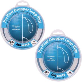 Pre-Tied 100 lb & 60 lb Bundle - 1 ea. 100 lb & 60 lb Dropper Loop Rigs with 50 or 80 Loops - Perfect for Saltwater & Freshwater Fishing