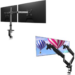 Suptek Dual Monitor Arm Desk Mount + Suptek Gas Spring Dual Monitor Arm Mount