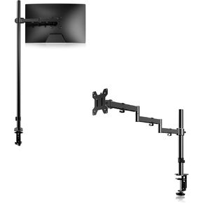 Single Long Monitor Stand, 13 to 32 inch Computer Monitor Desk Mount+Pholiten Extra Tall Single Monitor Desk Mount Stand with 47 inch Pole for 13 to 27 inch Screens,