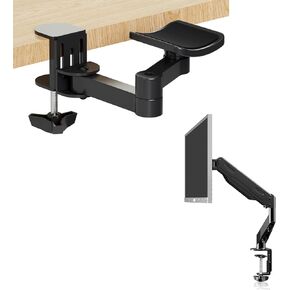 Pholiten Adjustable Arm Rest for Desk+Gas Spring Monitor Arm 32 Inch