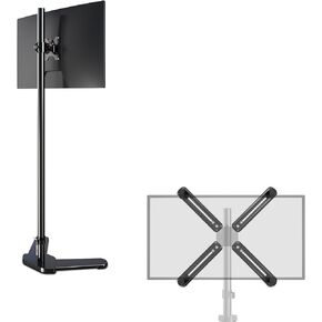 47 inch Pole Monitor Mount Black Stand+Pholiten VESA Mount Bracket Adapter Monitor Arm Mounting Kit