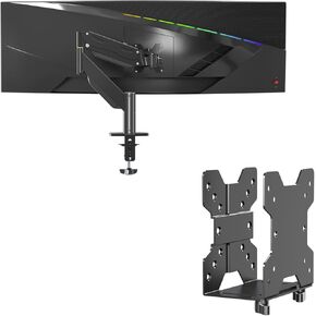 Pholiten Premium Aluminum Heavy Duty Monitor Arm 43 in+Pholiten Adjustable Thin Client Mini PC Mount Bracket