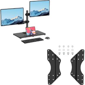 Pholiten Dual Monitor Stand with Wooden Base VESA Conversion Plate VESA Adjustable Adapter