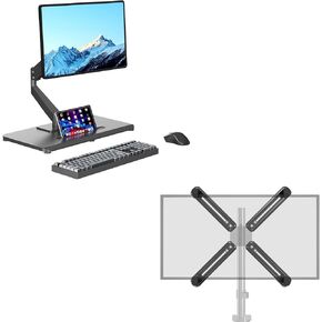 Pholiten Adjustable Monitor Arm with Gas Spring+Pholiten VESA Mount Bracket Adapter Monitor Arm Mounting Kit