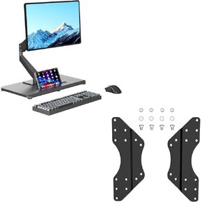 Pholiten Adjustable Monitor Arm with Gas Spring for 17-32 inch Screens+Pholiten VESA Conversion Plate VESA Adjustable Adapter