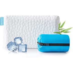 Travel Pillow Camping Pillow Small Cooling Gel Memory Foam Pillow, Compressible Medium Firm, Breathable Cover, Ideal Backpacking Hiking, Airplane and Car