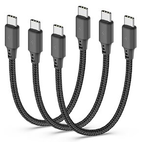 Short USB C to USB C Cable 1.5ft 3Pack, USB C Cable Short 60W(3A) PD Fast Charging Nylon Braided USBC to Type C Cord 18inch for iPhone 16 15 Pro Max Samsung Galaxy S234 S23, Moto G8, Google Pixel