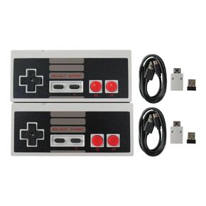2025 New Pair of Wireless Controller for Mini NES Classic Edition - Upgraded Turbo Function,Build in Rechargeable Battery，with USB Wireless Adapter for PC, Mac OS