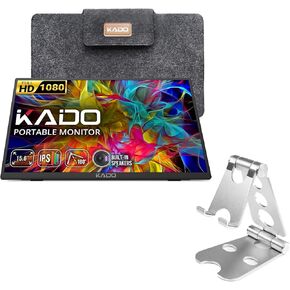 Kado Portable Monitor 15.6'' FHD 1080p Aluminum Foldable Stand Set, Ultra-Slim Laptop Monitor 1920x1080 with Built-in Speakers, IPS Display for PC, Mac, Phone, Xbox, PS5, USB-C & HDMI Connectivity