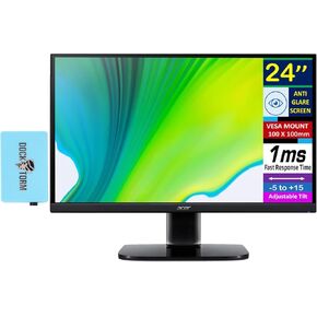 acer 24" FHD IPS Monitor with 1ms Response Time, Anti Glare, Flicker Free, VESA Mount (100mm), HDMI & Dockztorm USB Port Expander, Black (2025 Latest Model)