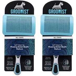 Groomist Slicker Dog Brush for Medium Dogs, with Ergonomic Handle | Self Cleaning Slicker Brush for Dogs | Pivoting Slicker Dog Brush for Shedding to Take Care of Loose Hairs and Mats in Saudi Arabia