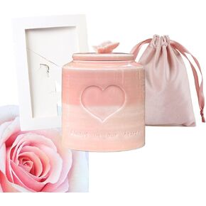 Pink Heart Ceramic Cremation Urns for Human Ashes Adult Female