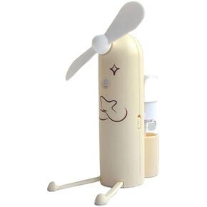 مراوح ممسوكة يدويًا 1PC شكل Mini Fan Holder Cartoon Phone Spray Reckerable Water USB مروحة (اللون: أخضر ، الحجم: 12.5x10.3 سم)
