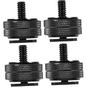NUOBESTY 4Pcs Hot Shoe Mount Adapter Tripod Screw Adapter for DSLR Camera Flash Stand Easy Installation Dual Nuts Compatible with TTL Cables Cordless Flash