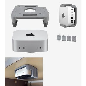 All-in-One Under Desk Mount for Mac mini M4 - Wall Mount, Suitable for IKEA Pegboard, VESA Monitor Bracket Compatible - Mac mini Accessories, Mac M4 Pro All-Purpose Stand (Black)