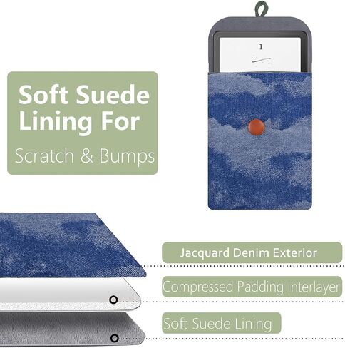 Jean Kindle Sleeve - Protective Case Compatible with Paperwhite(6''/6.8'') Padded E-Reader Cover in Kuwait