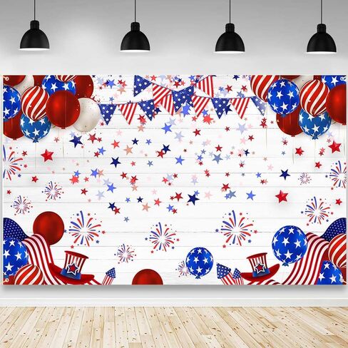 الرابع من يوليو الخلفية اللون الأحمر والأزرق للتصوير الفوتوغرافي الخلفية استقلال النجوم النجمة Strip Baloon Party Decoration Supplies Banner Photo Booth Studio70.8 × 43.3 بوصة in Kuwait
