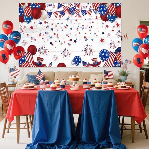 الرابع من يوليو الخلفية اللون الأحمر والأزرق للتصوير الفوتوغرافي الخلفية استقلال النجوم النجمة Strip Baloon Party Decoration Supplies Banner Photo Booth Studio70.8 × 43.3 بوصة in Kuwait