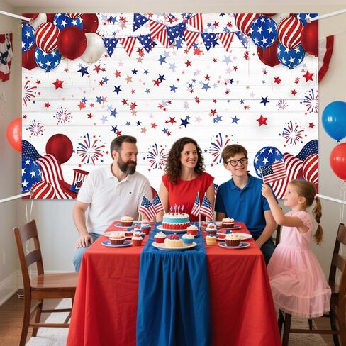 الرابع من يوليو الخلفية اللون الأحمر والأزرق للتصوير الفوتوغرافي الخلفية استقلال النجوم النجمة Strip Baloon Party Decoration Supplies Banner Photo Booth Studio70.8 × 43.3 بوصة in Kuwait