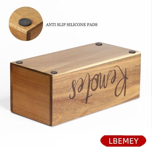 LBEMEY Acacia Wood Remote Control Holder, TV Remote Control Organizer for Tablewith 3 Compartments,Farmhouse Remote Storage Caddy, Versatile Desk Organizer in Kuwait