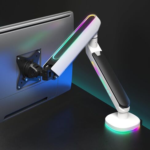 ذراع شاشة LED فردي - ساحة رمادية ، إضاءة RGB ، نابض غاز قابل للتعديل ، Vesa 75x75/100x100 ، يناسب 17-32 "شاشات ، 4.4-19.8 رطل ، جبل المشبك/grommet ، إدارة الكابلات in Kuwait