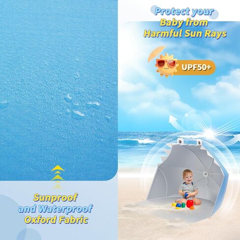 Baby Beach Tent, Pop Up Portable Sun Shade Tent with Pool, Lightweight Waterproof UV Protection Beach Sun Shelter with Storage Bag for Baby Beaches, Yard, Picnic, Garden(Shark-Gray) in Saudi Arabia