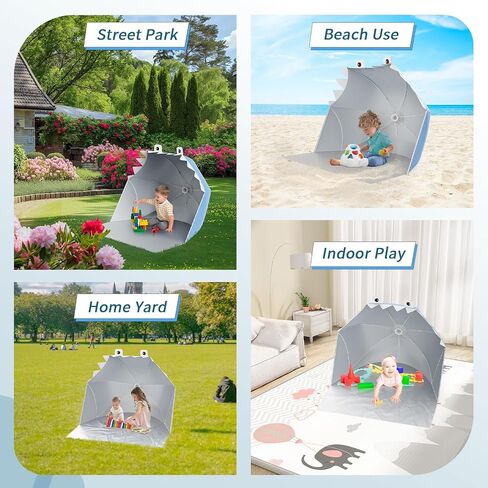 Baby Beach Tent, Pop Up Portable Sun Shade Tent with Pool, Lightweight Waterproof UV Protection Beach Sun Shelter with Storage Bag for Baby Beaches, Yard, Picnic, Garden(Shark-Gray) in Saudi Arabia