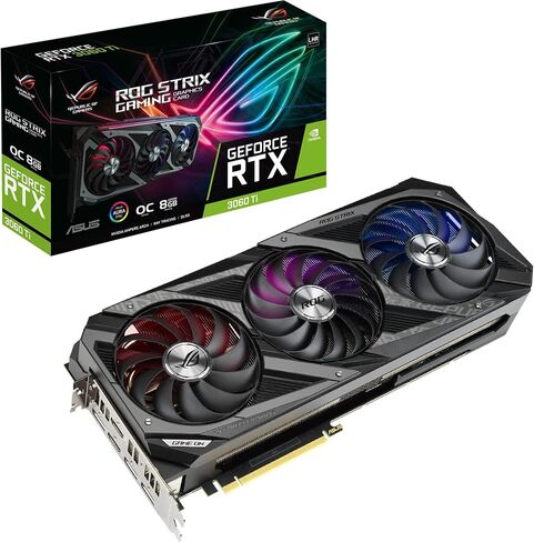 Asus Rog Strix Nvidia Geforce RTX 3060 TI V2 OC EDITION CARTER MAMING GRASTS (PCIE 4.0 ، 8GB GDDR6 ، LHR ، HDMI 2.1 ، DisplayPort 1.4A ، تصميم مروحة محورية ، 2.9 شحنة ، Super Alloy Power II) (Reneded) in Kuwait
