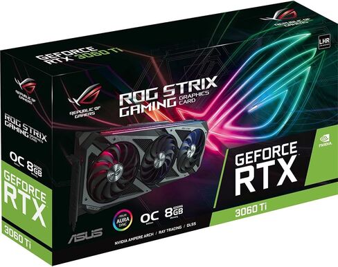 Asus Rog Strix Nvidia Geforce RTX 3060 TI V2 OC EDITION CARTER MAMING GRASTS (PCIE 4.0 ، 8GB GDDR6 ، LHR ، HDMI 2.1 ، DisplayPort 1.4A ، تصميم مروحة محورية ، 2.9 شحنة ، Super Alloy Power II) (Reneded) in Kuwait