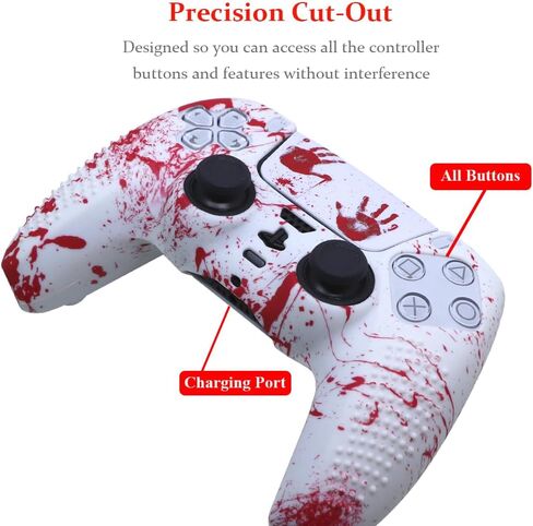 IVYUEEN Anti-Slip Printing Protective Skin for PlayStation 5 PS5 Controller Graffiti Blood Silicone Case for DualSense Wireless Controller with Touch Pad Sticker Accessories in Saudi Arabia
