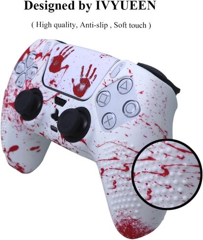 IVYUEEN Anti-Slip Printing Protective Skin for PlayStation 5 PS5 Controller Graffiti Blood Silicone Case for DualSense Wireless Controller with Touch Pad Sticker Accessories in Saudi Arabia