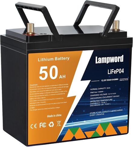 Lithium Battery 12V 50Ah LiFePO4 Battery 4000+ Deep Cycle Rechargeable Batteries for Trolling Motor/Golf Cart/Solar and Wind Power,Lighting,Fish Finder in Saudi Arabia