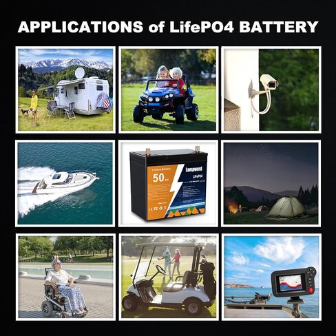 Lithium Battery 12V 50Ah LiFePO4 Battery 4000+ Deep Cycle Rechargeable Batteries for Trolling Motor/Golf Cart/Solar and Wind Power,Lighting,Fish Finder in Saudi Arabia