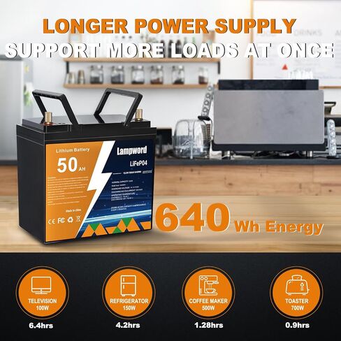 Lithium Battery 12V 50Ah LiFePO4 Battery 4000+ Deep Cycle Rechargeable Batteries for Trolling Motor/Golf Cart/Solar and Wind Power,Lighting,Fish Finder in Saudi Arabia