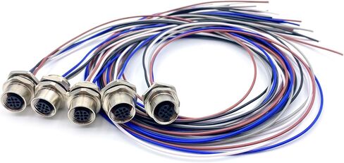 5Pcs M12 5 Pin A Code Female Connector Cable, IP67 Waterproof Back Mount Cable UnShielded Straight Aviation Socket Electrical Cable Sensor Receptacle 125V 4A (1.64ft/0.5Meter) in Saudi Arabia
