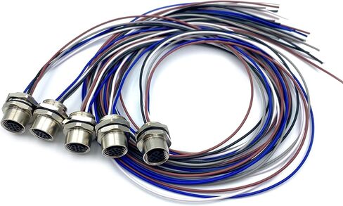 5Pcs M12 5 Pin A Code Female Connector Cable, IP67 Waterproof Back Mount Cable UnShielded Straight Aviation Socket Electrical Cable Sensor Receptacle 125V 4A (1.64ft/0.5Meter) in Saudi Arabia