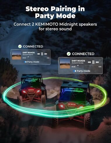 KEMIMOTO 2025 Midnight 80 32-inch UTV Sound Bar, IP66 Waterproof Golf Cart Sound Bar, ATV Speaker Bluetooth with RGB, SxS Soundbar Compatible with Polaris RZR Can-Am w/ 1.25 in - 2 in Roll Bar in Saudi Arabia