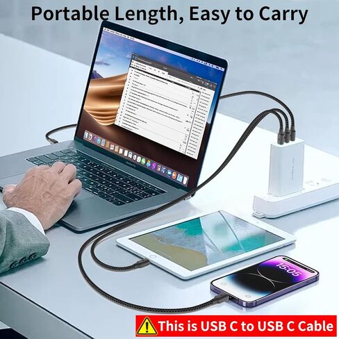 Short USB C to USB C Cable 1.5ft 3Pack, USB C Cable Short 60W(3A) PD Fast Charging Nylon Braided USBC to Type C Cord 18inch for iPhone 16 15 Pro Max Samsung Galaxy S234 S23, Moto G8, Google Pixel in Kuwait