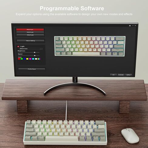 60% Gaming Keyboard,Wired Backlit Mini Membrane Keyboard, Strong Mechanical Feel for PC/Mac Gamer, Typist, Travel, Easy to Carry on Business Trip(61 Keys)-Black in Kuwait