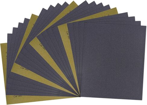 ورق صنفرة، 240 حبيبة صنفرة جافة ورطبة، 9 × 11 انش، كربيد السيليكون بشكل عشوائي، لصنفرة المعادن وتلميع السيارات، مضاد للانسداد، 20 ورقة in Kuwait