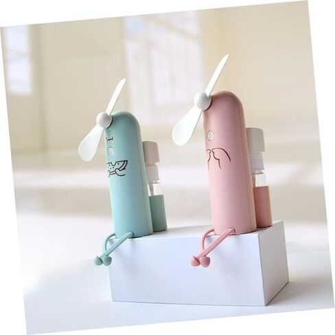 مراوح ممسوكة يدويًا 1PC شكل Mini Fan Holder Cartoon Phone Spray Reckerable Water USB مروحة (اللون: أخضر ، الحجم: 12.5x10.3 سم) in Saudi Arabia