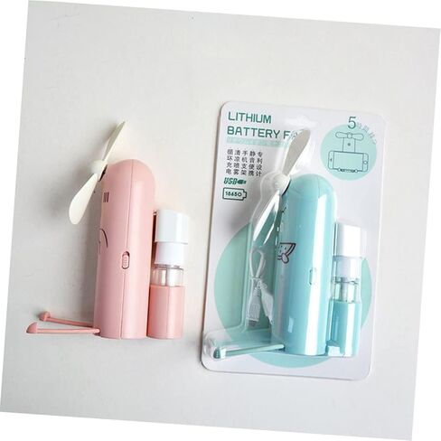 مراوح ممسوكة يدويًا 1PC شكل Mini Fan Holder Cartoon Phone Spray Reckerable Water USB مروحة (اللون: أخضر ، الحجم: 12.5x10.3 سم) in Saudi Arabia
