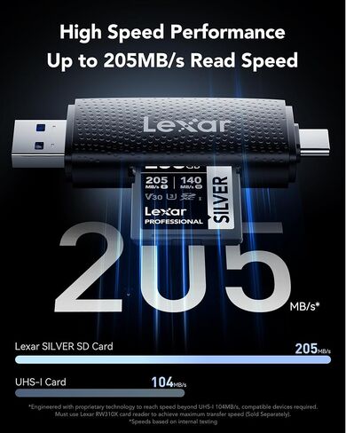 LEXAR Professional Silver 128GB 2-Pack SDXC UHS-I بطاقة ذاكرة ، حتى 205 ميجابايت/ثانية ، 140 ميجابايت/ثانية ، الفئة 10 ، U3 ، V30 ، بطاقة SD للمصورين المحترفين ، مصورين الفيديو ، المتحمسون in Kuwait