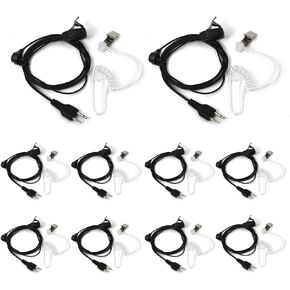 elxjar (10-Pack) Transparent Concealed Acoustic Tube Headphones for Midland GXT1000VP4 GXT2000VP4 LXT500VP3 GXT1050VP4 GXT1000XB Walkie Talkie Radio with PTT Microphone