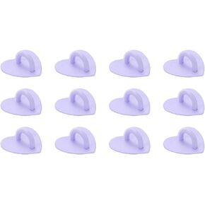 12Pcs Phone Charm Hook Adhesive Metal Phone Finger Grip Hook Cell Phone Ring Holder Stand for DIY Accessories (Purple, Heart Shaped)