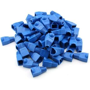 AKOAK 100 Pack Blue RJ-45 Connectors RJ45 Cat6 Cat5E Plugs Ethernet Network Cable Strain Relief Boots RJ45 Plugs Socket Boot Caps
