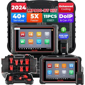 Autel MaxiPRO MP900-BT KIT Scanner: 2024 Level-up of MP900Z-BT, MP808BT Pro, MP808BT KIT with DoIP CAN-FD, 40+ Services, OE ECU Coding, 11 PCS OBD1 Cables, Bi-Directional, 150+ Makes, FCA Renault SGW