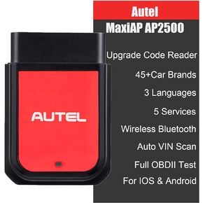 Autel MaxiAP AP2500 ترقية AP200/AP200C/AP200H/AP200M بلوتوث obd2 قارئ الرمز الماسح الضوئي التلقائي أداة مسح السيارة 5+ وظائف الخدمة 45+ تطبيق مجاني لماركات السيارات لنظام Android/iOS المتقدم AP2500E